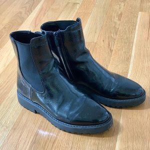 Franco Sarto Carina Chelsea Boot - black patent leather, vegan